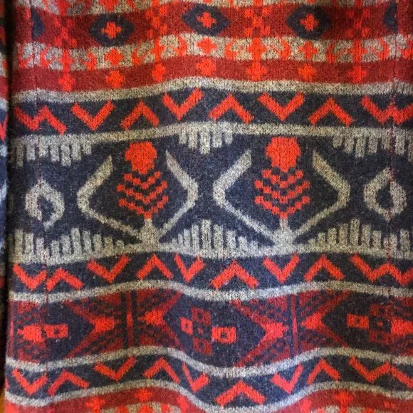 Toad & Co Red Patterned Lambs Wool Open Front Hooded Cardigan Size XS - Picture 6 of 6